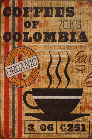 Colombian coffee vintage poster